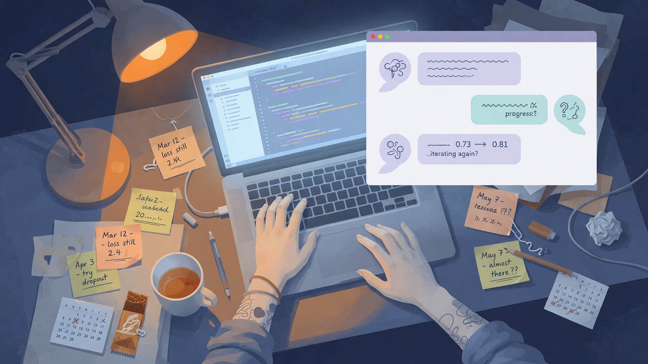 Building the first prototype with an AI chat window and handwritten sticky notes