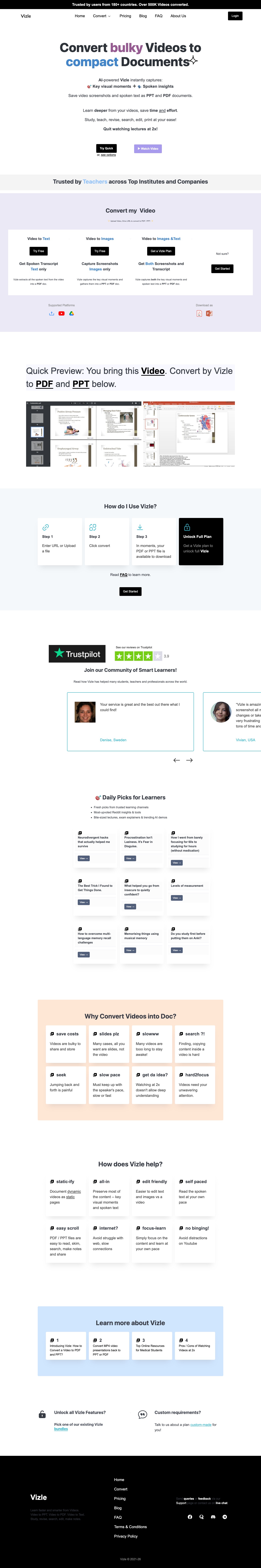 Govizle landing page