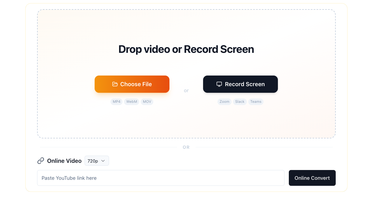 Video2PPT local video upload screen