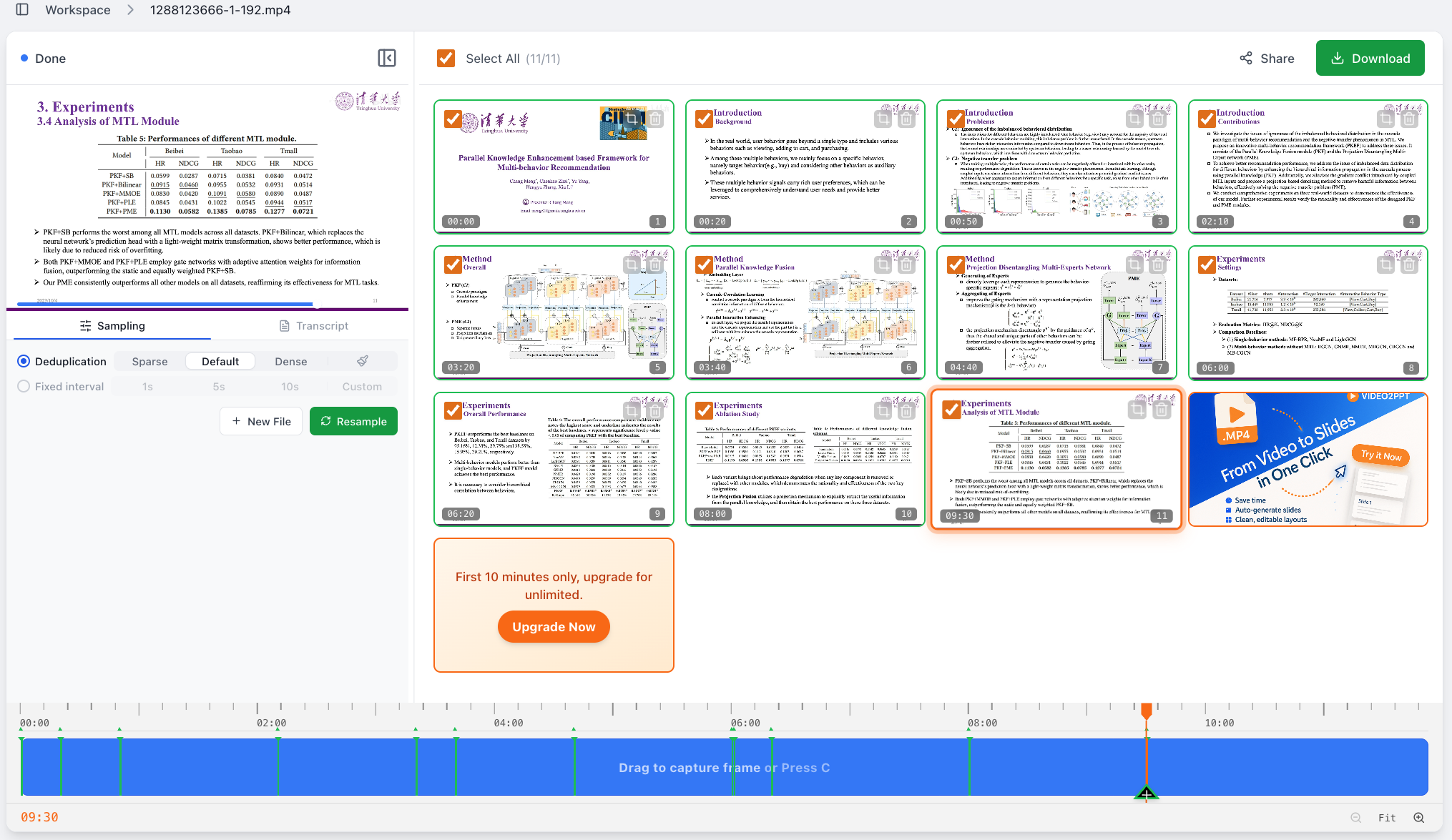 Video2PPT conversion workspace