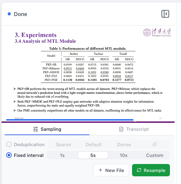 Fixed interval sampling controls